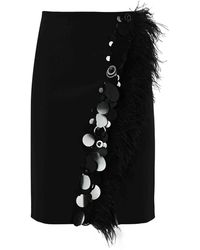 Pinko - Skirt With Feathers And Sequins Sylvaner - Lyst