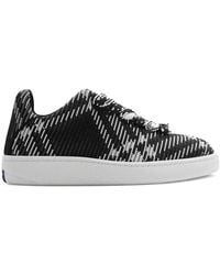 Burberry - Check Knit Low-Top Sneakers - Lyst
