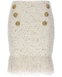 Balmain - Fringed Tweed Skirt - Lyst