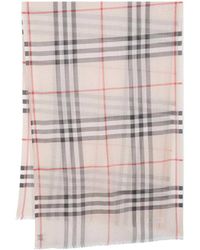 Burberry - Giant Check Wool And Silk Blend Scarf - Lyst
