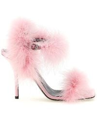 Moschino - Satin Sandals And Feathers - Lyst
