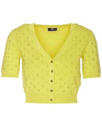 Elisabetta Franchi - Cedar Cropped Cardigan With Rhinestones - Lyst