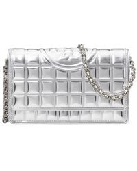 Tory Burch - 'Fleming Metallic Square Quilt' Wallet On Chain - Lyst