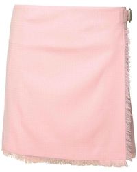 Burberry - Pink Virgin Wool Miniskirt - Lyst