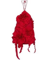 Blumarine - Taffeta Dress With 3D Roses - Lyst