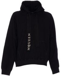 McQueen - Logo-Print Kangaroo-Pocket Hoodie - Lyst