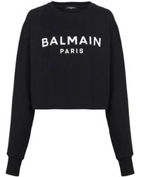 Balmain - Cropped Logo Sweatshirt - Lyst