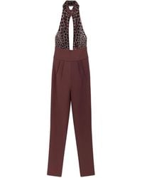 Elisabetta Franchi - Satin Jumpsuit With Sequins On The Bodice - Lyst