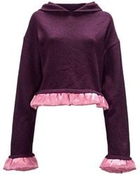 JW Anderson - Satin-Trimmed Cropped Hoodie - Lyst