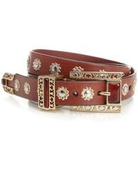 Golden Goose - Leather Belt With Floral Studs - Lyst