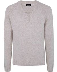 ZEGNA - Cashmere And Wool V Neck - Lyst