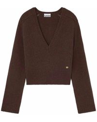 Ganni - Vneck Sweater - Lyst