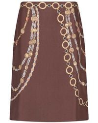 Versace - Printed Silk Midi Skirt - Lyst