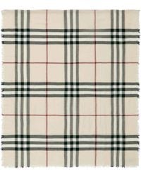 Burberry - Giant Check Wool Scarf - Lyst