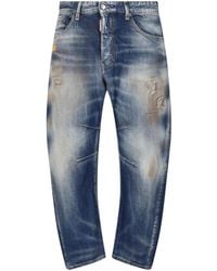DSquared² - Distressed Straight-Leg Jeans - Lyst