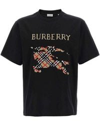 Burberry - Equestrian Knight Design Cross Stitch T-Shirt - Lyst