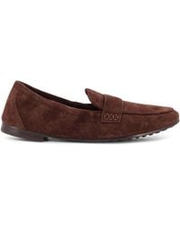 Tory Burch - Suede Moccasin With Metal Logo Detail - Lyst