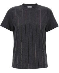 Brunello Cucinelli - Sequin-Striped T-Shirt - Lyst