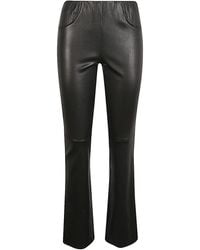 Via Masini 80 - Leather Flared Leg Trousers - Lyst