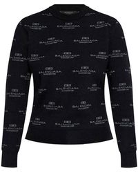 Balenciaga - All-Over Logo-Print Jumper - Lyst