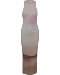 Nanushka - Long Faded Mesh Jersey Dress - Lyst