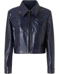 Pinko - Crocodile-Effect Aviator Jacket - Lyst