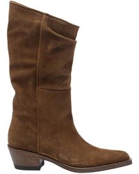 KHAITE - Clive Suede Cowboy Boots - Lyst