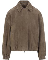 Brunello Cucinelli - Suede Leather Jacket - Lyst