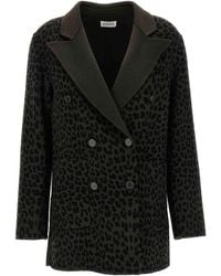 P.A.R.O.S.H. - Animal-Print Double-Breasted Wool Blazer - Lyst