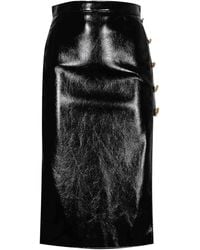 Elisabetta Franchi - Vinyl Skirt With Jewel Buttons - Lyst