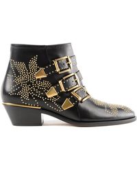 Chloé - Susanna Studded Texan Booties - Lyst