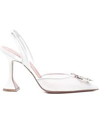AMINA MUADDI - Begum Mesh Sling 95 Mesh Pumps With Starbust Embellished Brooch - Lyst