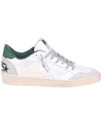 Golden Goose - Ballstar Sneakers In White And Green Leather - Lyst