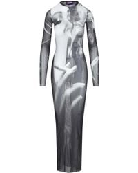 Jean Paul Gaultier - Smoking Print Sheer Mesh Maxi Dress - Lyst