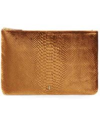 Elisabetta Franchi - Crocodile-Effect Faux Leather Clutch Bag - Lyst