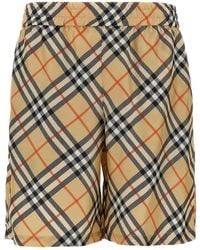 Burberry - Check Silk Bermuda Shorts - Lyst