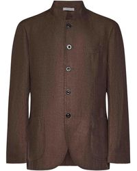 Boglioli - Single-Breasted Coffee-Colored Linen Blazer - Lyst
