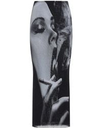Jean Paul Gaultier - Mesh Printed Smoking Long Skirt - Lyst