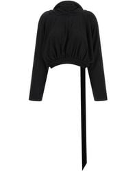 Rick Owens - Cropped Hooded Top Long Sleeve Sweater - Lyst
