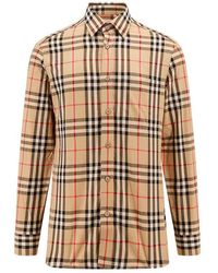 Burberry - Cotton Shirt With Check Motif - Lyst
