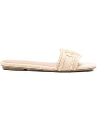 Emporio Armani - Rafia Flat Sandals - Lyst