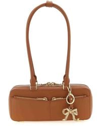 Self-Portrait - Tan Leather Baguette With Charm Shoulder Bag - Lyst