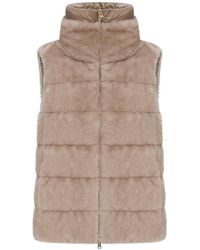 Herno - Eco-Fur Sleeveless Jacket With Zip - Lyst