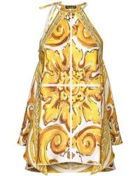 Dolce & Gabbana - Majolica Silk Twill Top - Lyst