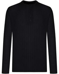 Amiri - Henley Long-Sleeved Ribbed Knit Sweater - Lyst