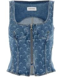Marine Serre - Moon Denim Bustier Top - Lyst