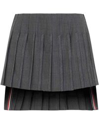 Thom Browne - Low Rise Mini Narrow Pleated Skirt - Lyst