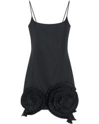 Blumarine - Short Taffeta Dress With Pleated Roses - Lyst
