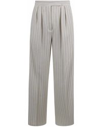 Max Mara - Wide-Leg Pinstriped Pique Jersey Trousers - Lyst