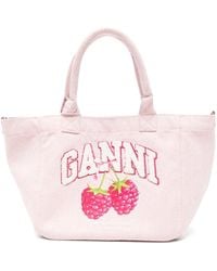 Ganni - Small Easy Shopper Raspberry Print - Lyst